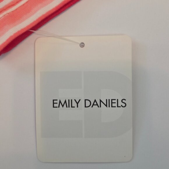 NWT Emily Daniels 3/4 Sleeve Lace-Up Neck Top, 2XL, Peach/Red/Pink/White Stripes - Picture 10 of 11